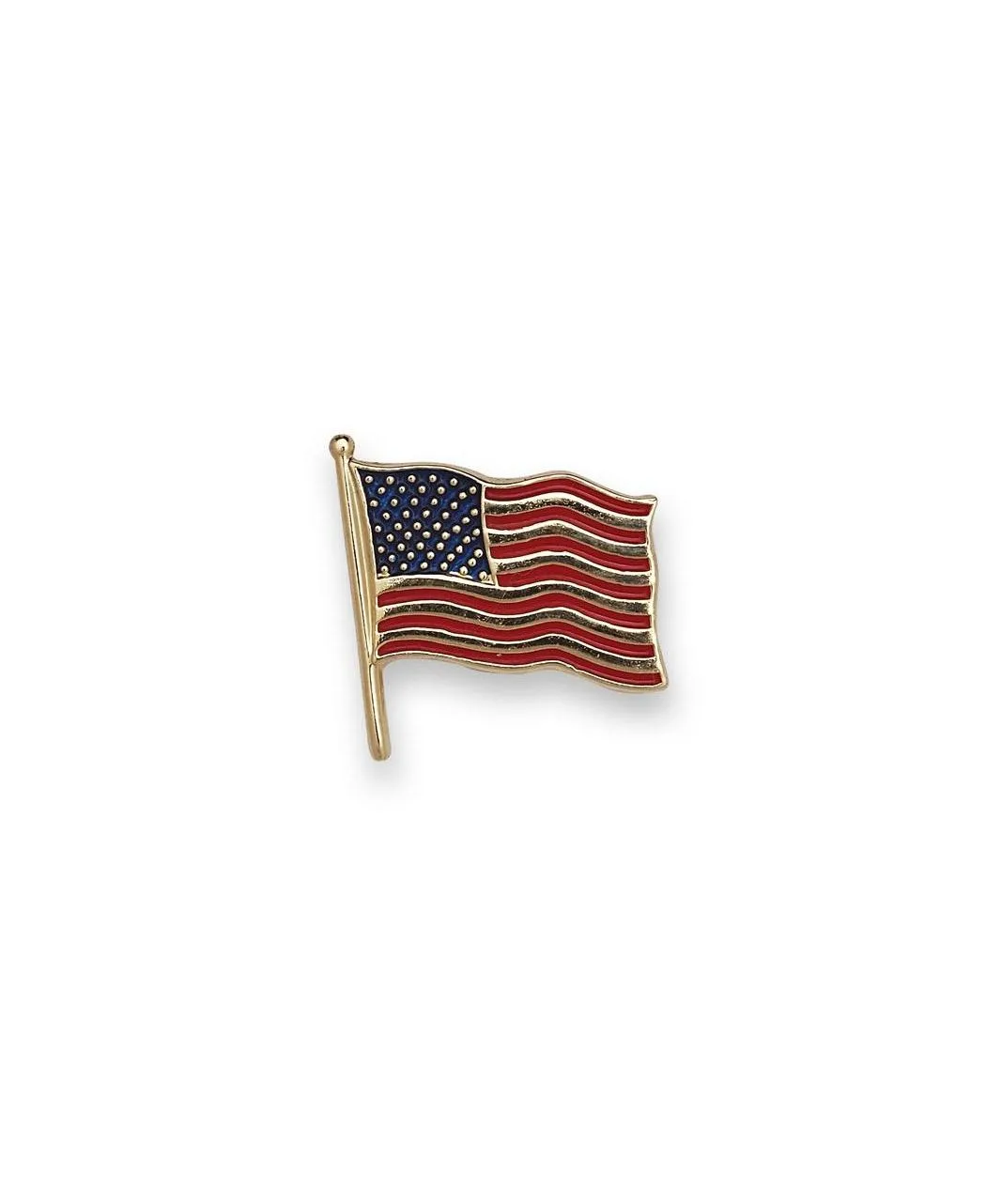 Solid 14k Gold Enamel American Flag Lapel Pin