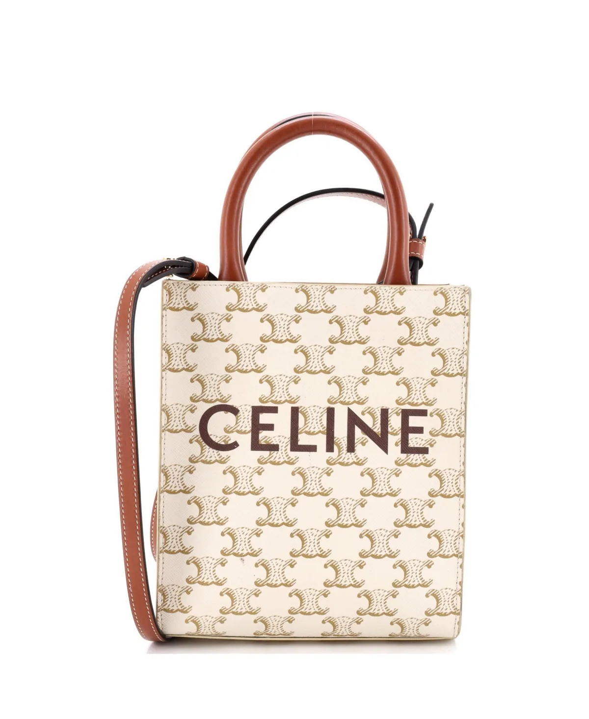 Pre-Owned Celine Mini Vertical Cabas Tote Triomphe Coated Canvas by Celine
