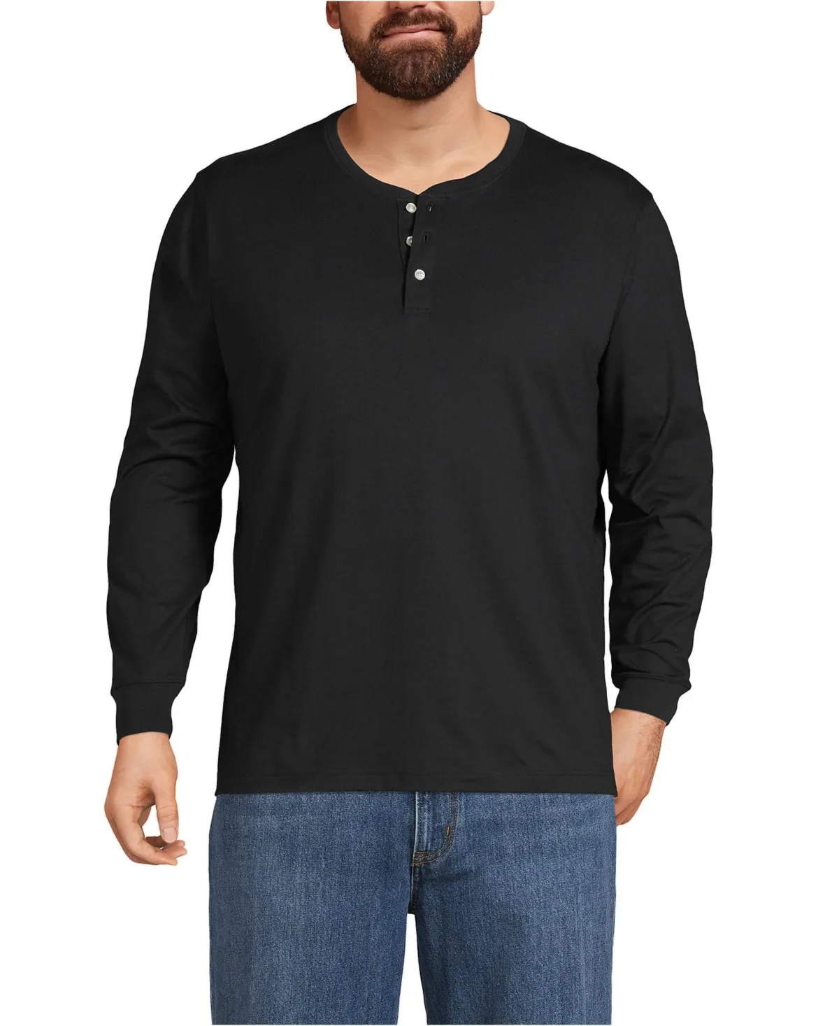 Super-T Long Sleeve Henley T-Shirt by Lands' End
