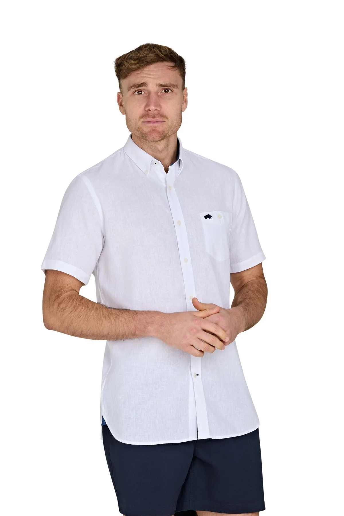 Short Sleeve Linen Shirt by Raging Bull