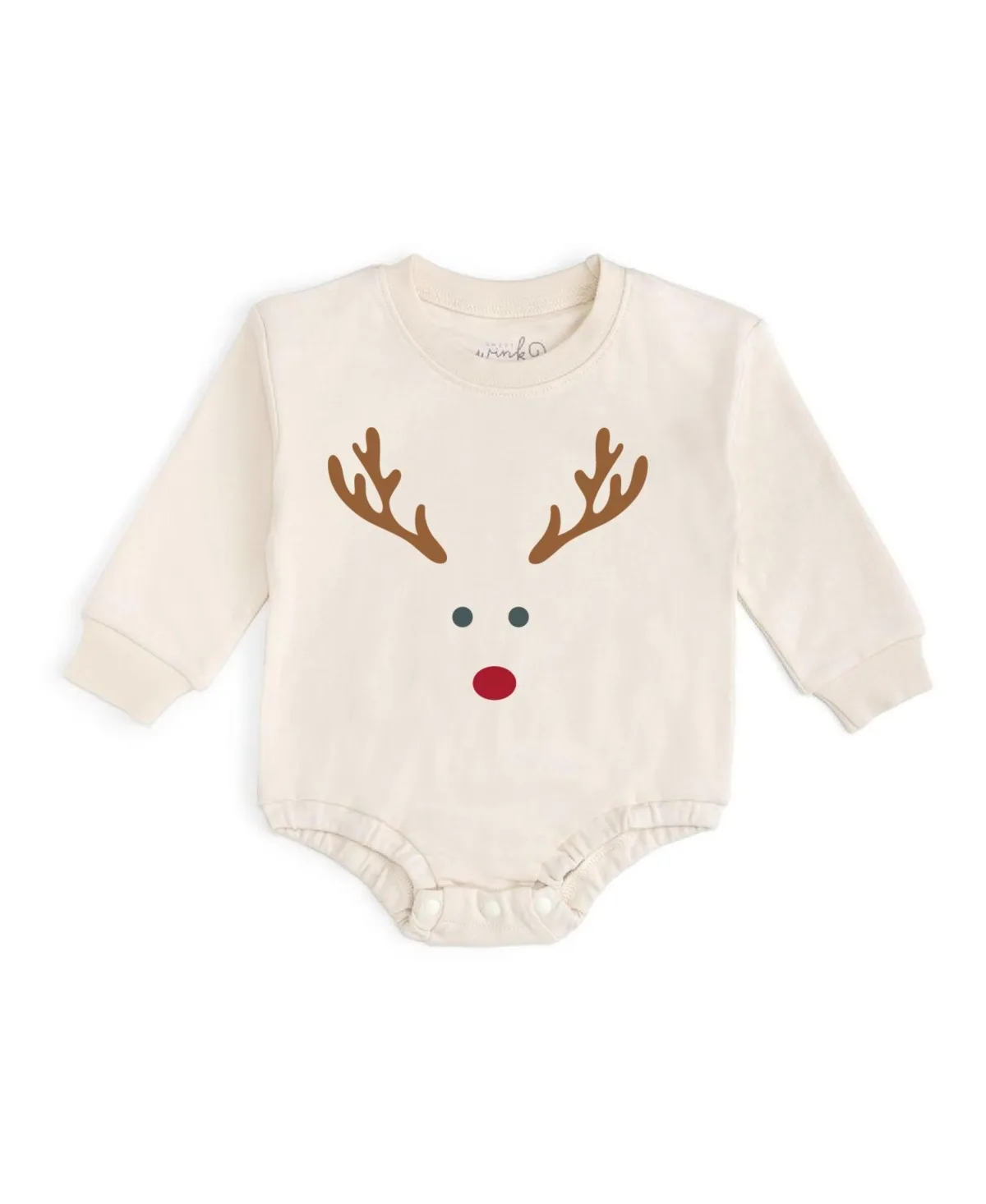 Red Nose Reindeer Long Sleeve Cotton Romper by Sweet Wink