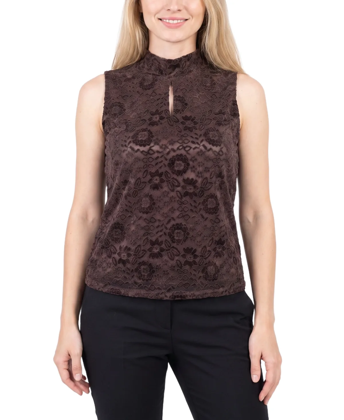Floral-Lace Mock-Neck Tank Top by Ny Collection