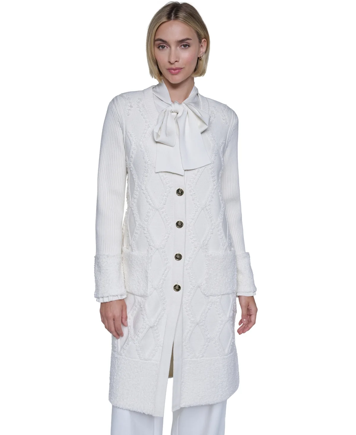 Cable-Knit Crewneck Cardigan by Sonia Rykiel