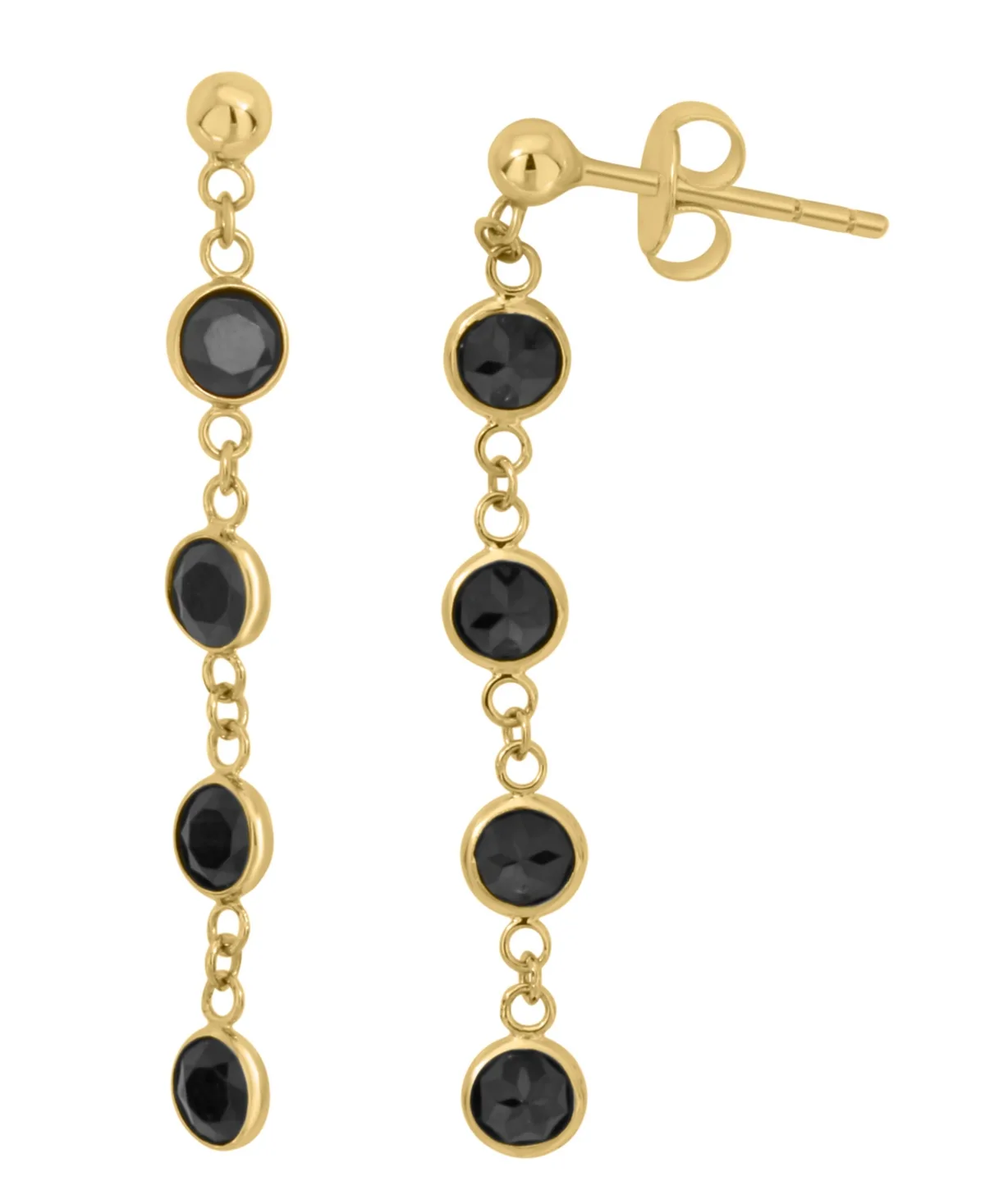 Round Onyx Earrings (4mm) in 14k Yellow Gold by Effy Collection