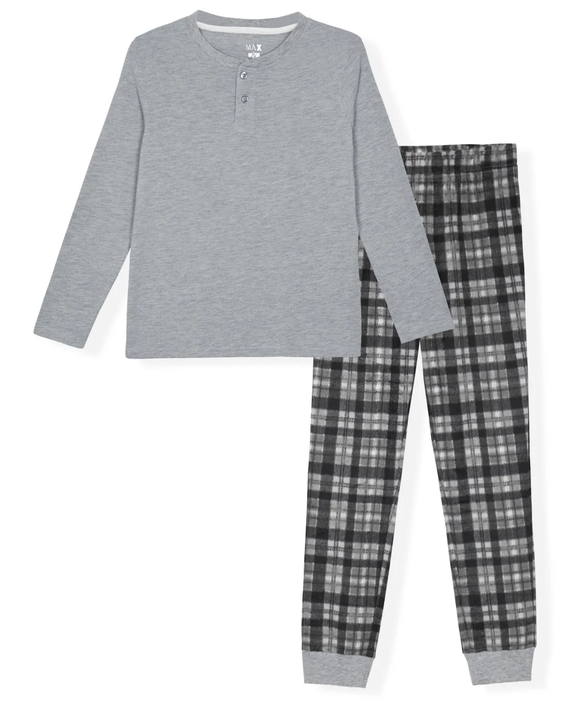 Plaid Long-Sleeve Henley and Jogger Pants, 2-Piece Set by Max & Olivia