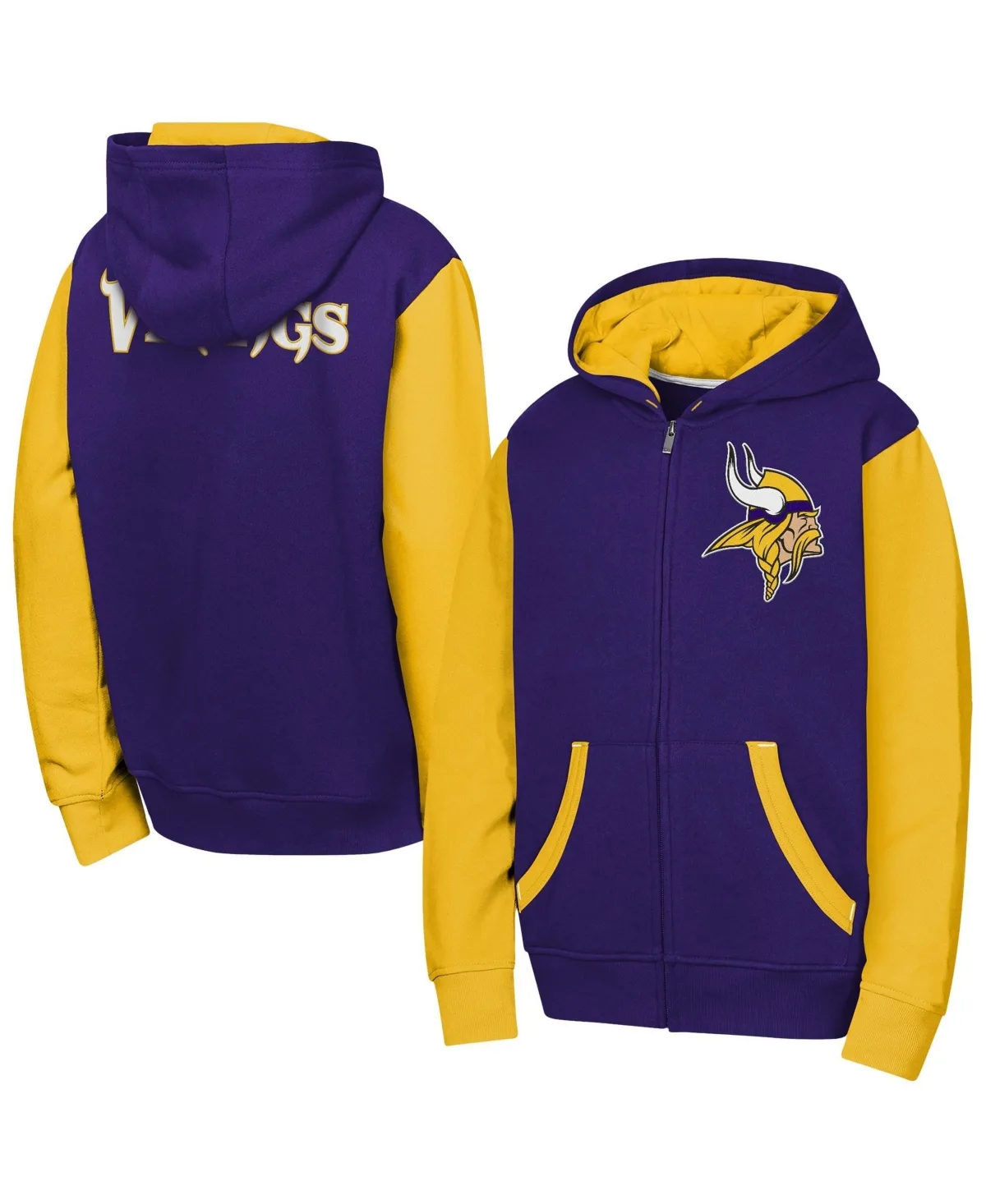 Minnesota Vikings Stadium Color-Block Full-Zip Fleece-Lined Hoodie by Outerstuff