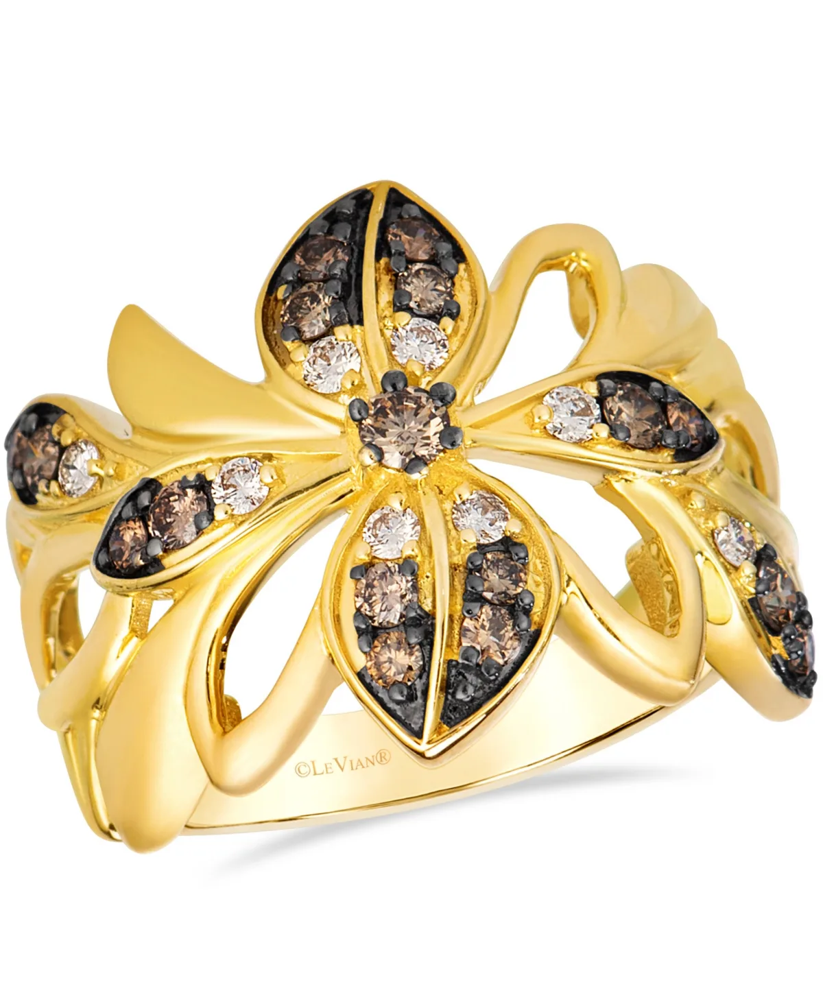 Le Vian Chocolate Diamond Floral Ring (0.54 ct. t.w.) in 14k Yellow Gold by Le Vian