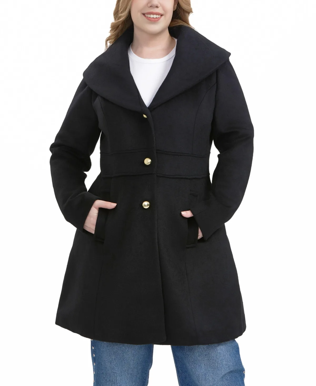 Fit & Flare Wool Blend Coat by Bgsd