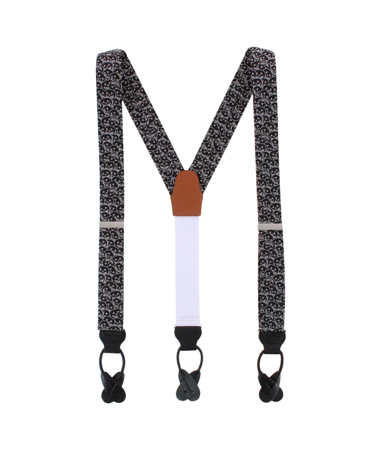 Halloween Silk-Blend Jack OLantern Smiley Button-End Suspenders by Trafalgar