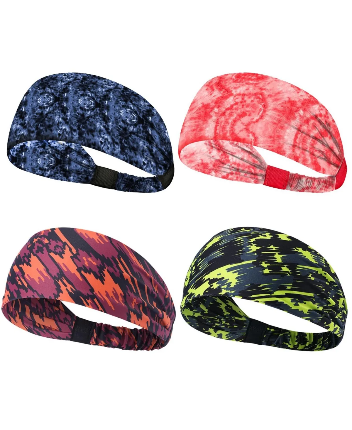 Non Slip Sweat Wicking Headbands for Sports Yoga Gym Running Workout - 4 Pack by Peneyon