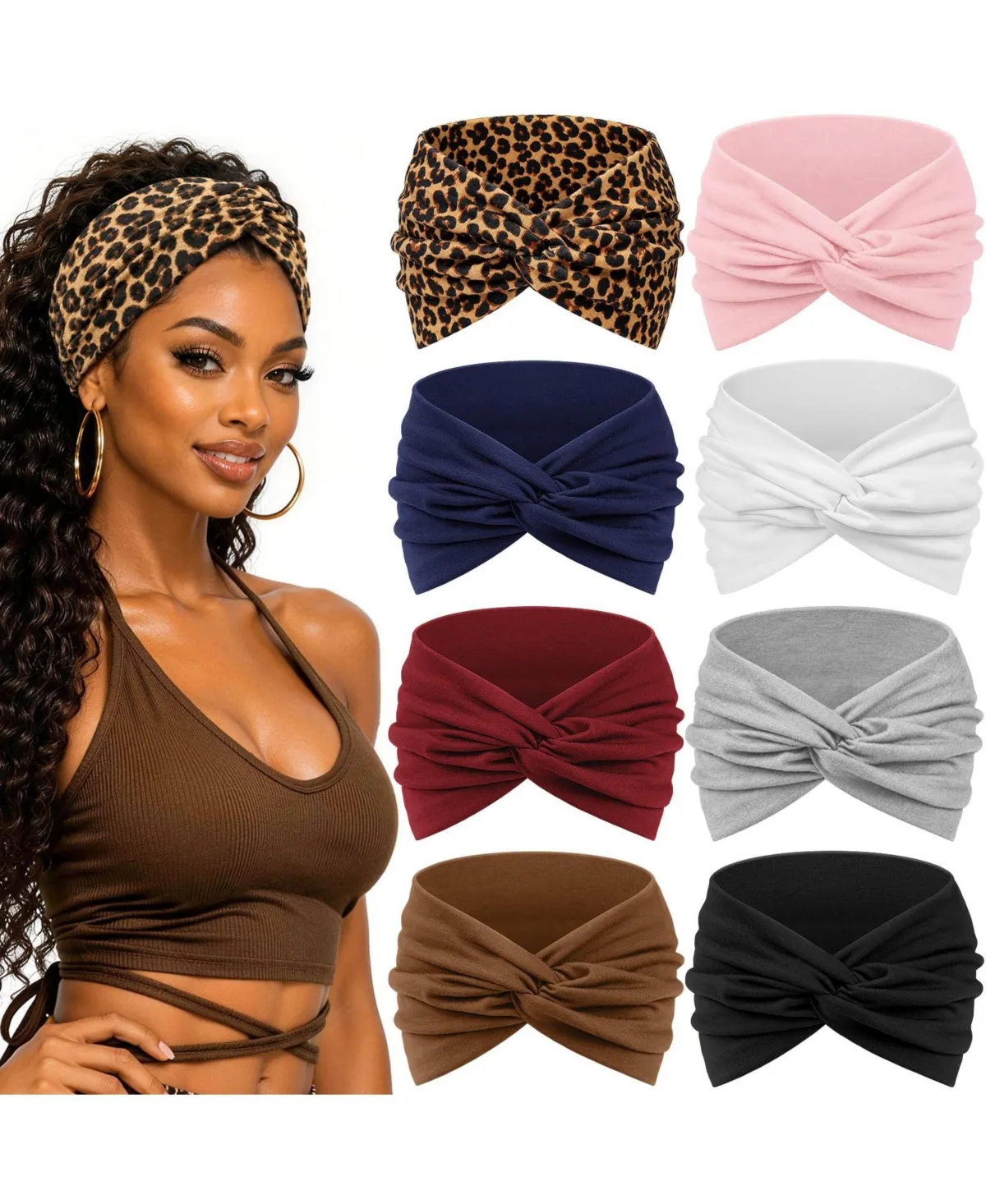 Boho Wide Knotted Headband, 8-Piece Set by Furlihong