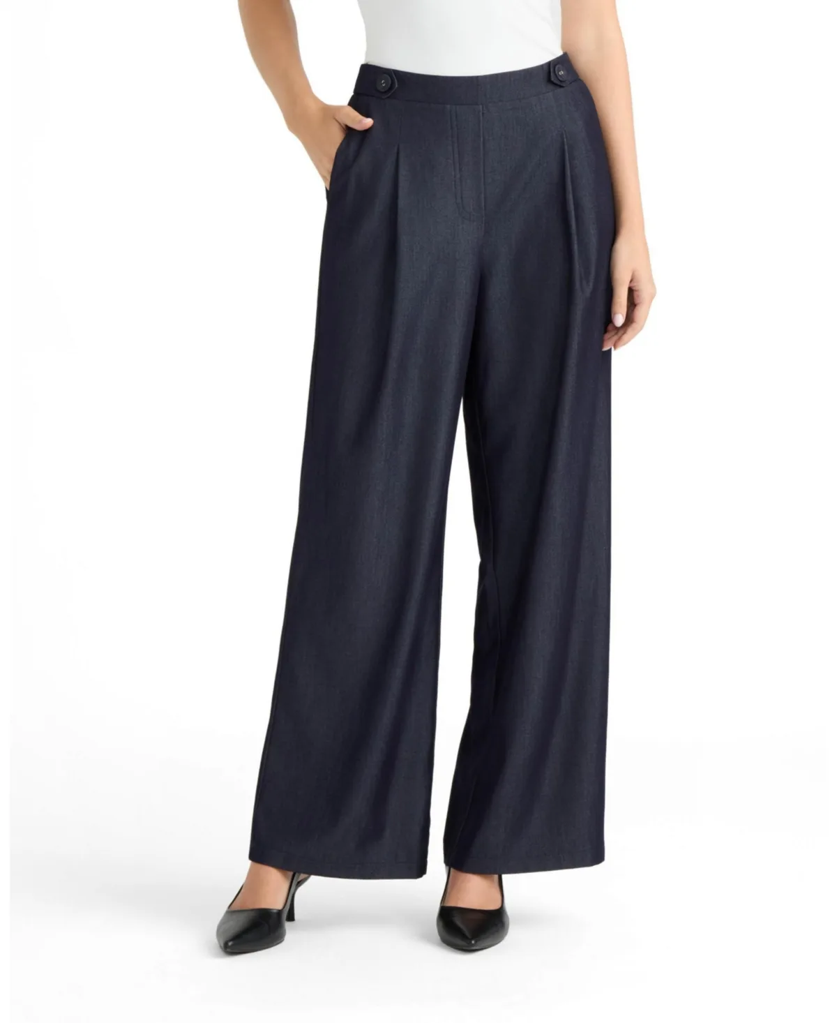 Wide-Leg Front-Pleated Pants by Ellen Tracy