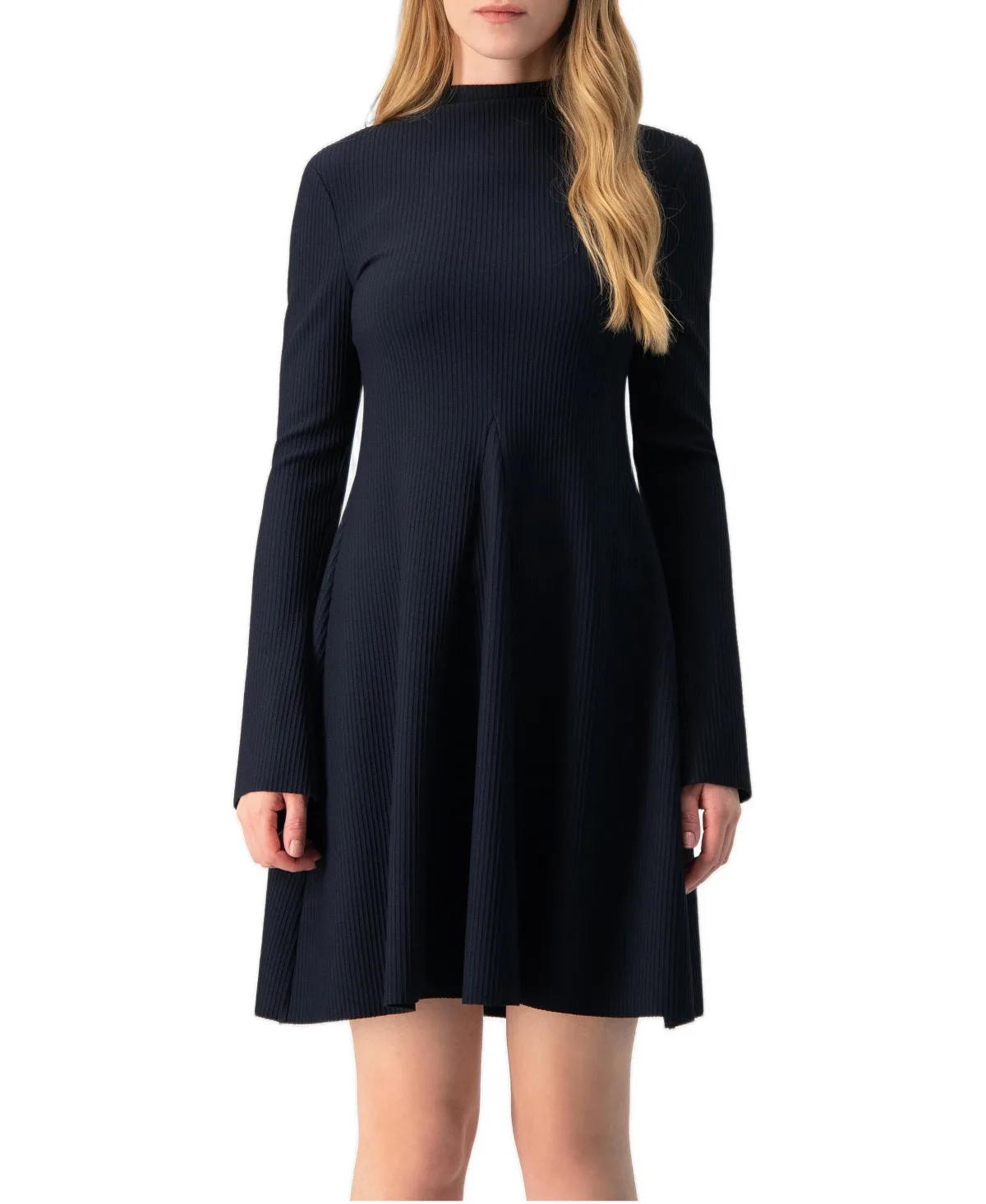 Boat-Neck Long-Sleeve A-Line Dress by Ivonne