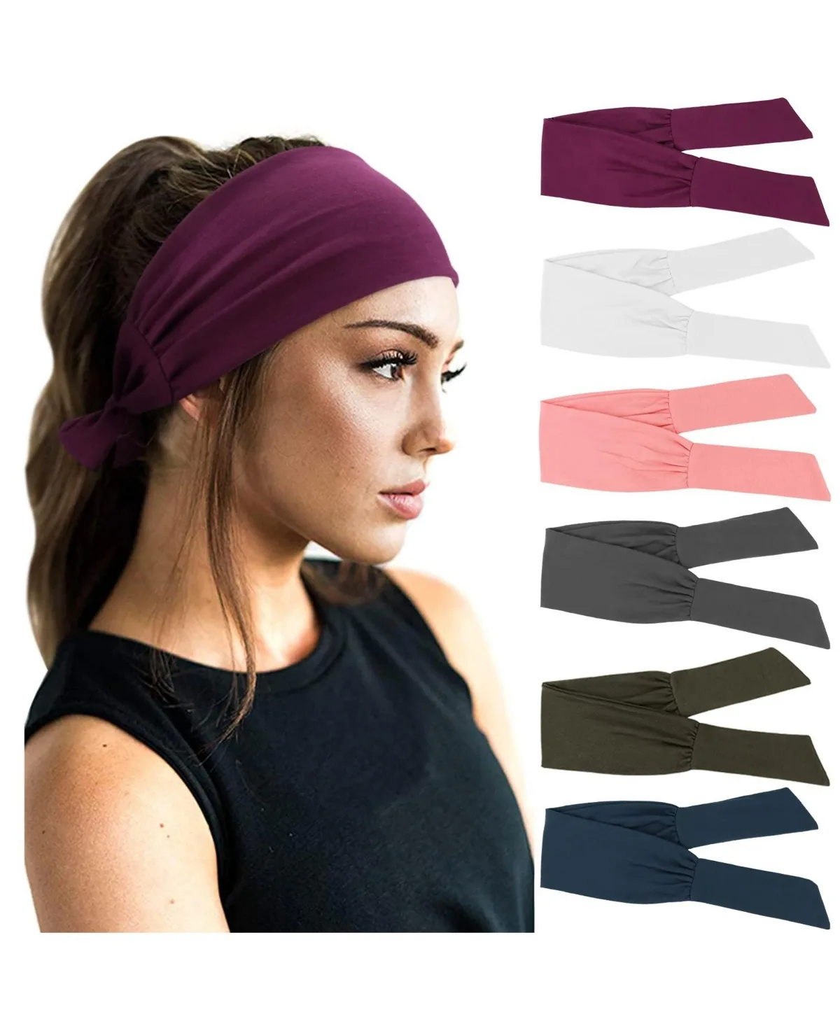 Adjustable Knotted Non-Slip Hair Bands, 6-Piece Set by Peneyon