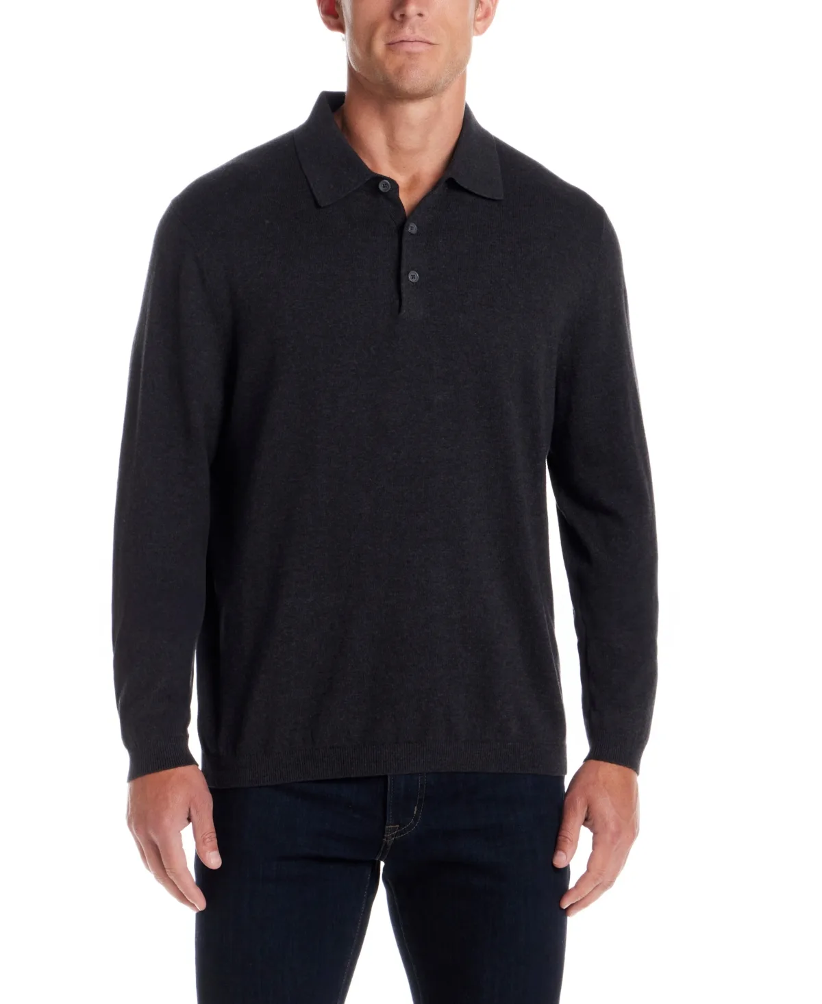 Cotton Cashmere Long Sleeve Polo Sweater by Weatherproof Vintage