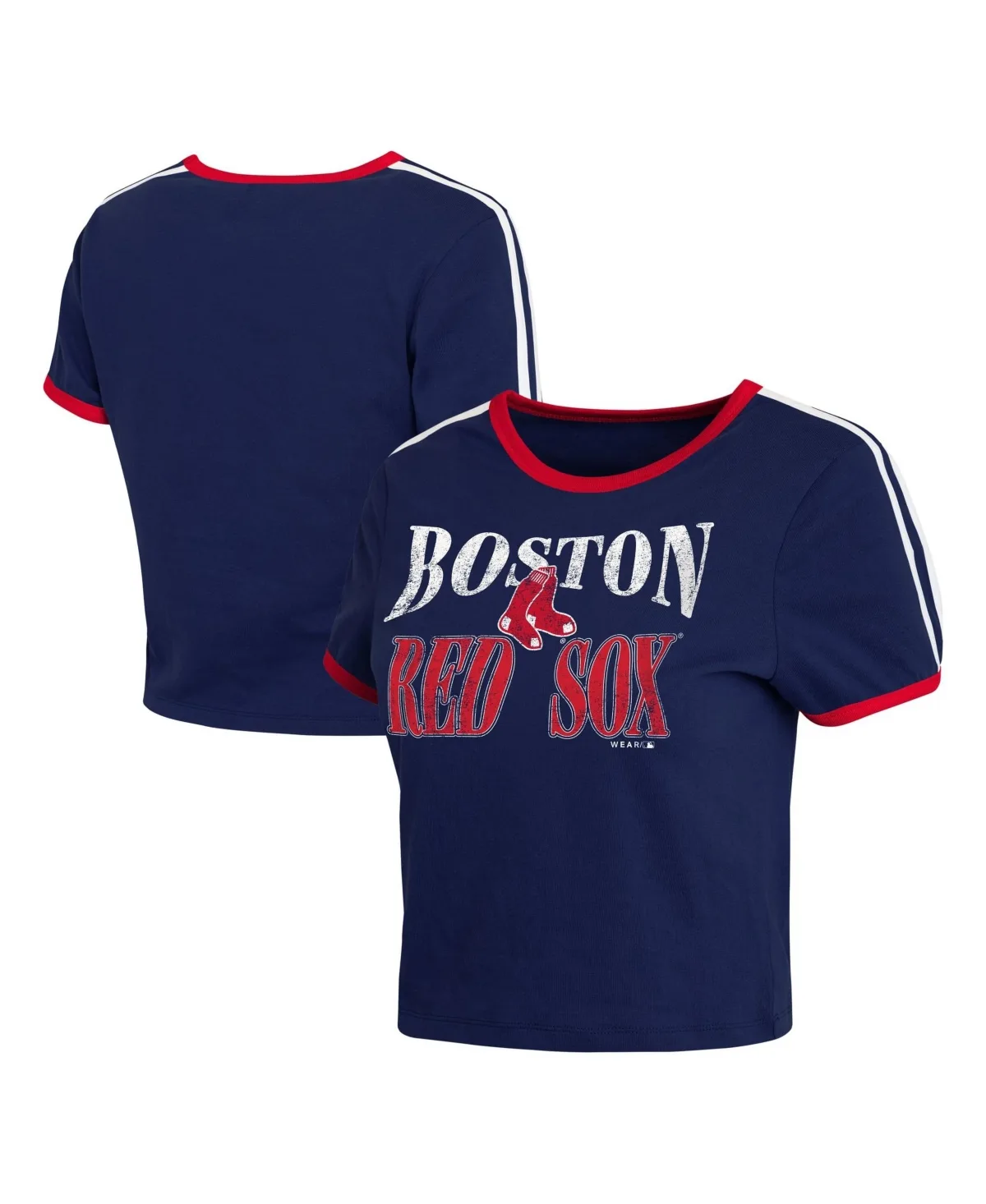 Wear by Erin Andrews Boston Red Sox Cropped Throwback T-Shirt by Wear by Erin Andrews