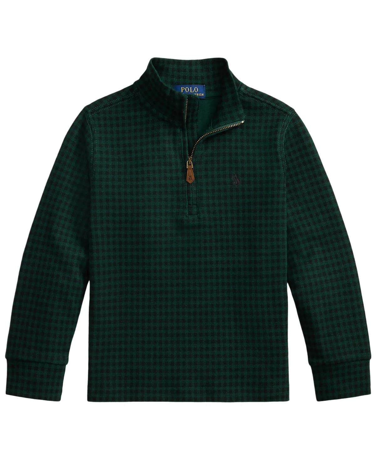 Plaid Estate-Rib Quarter-Zip Pullover by Polo Ralph Lauren