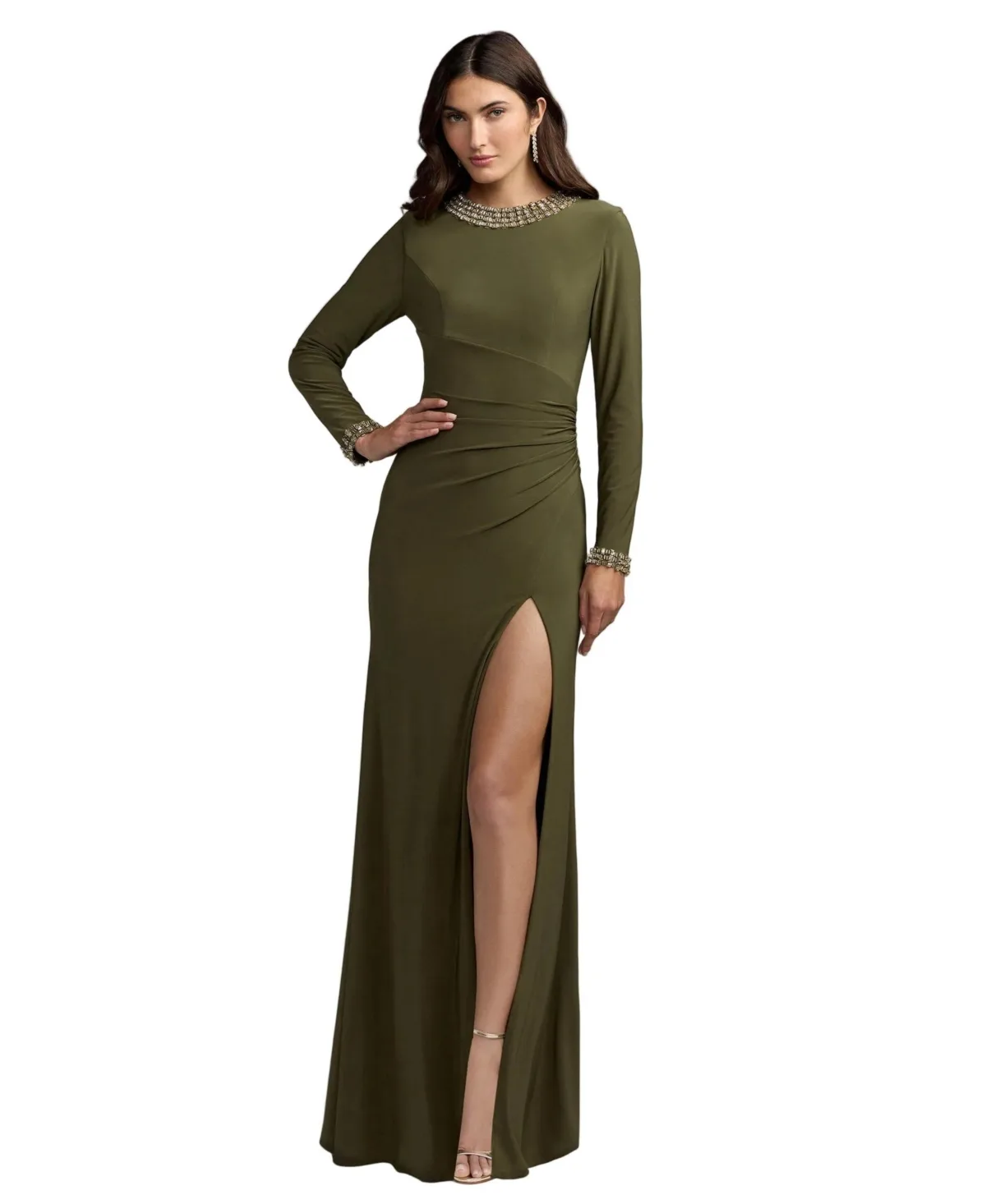 Long Sleeve Embellished Jersey Maxi Dress by M.A.C.