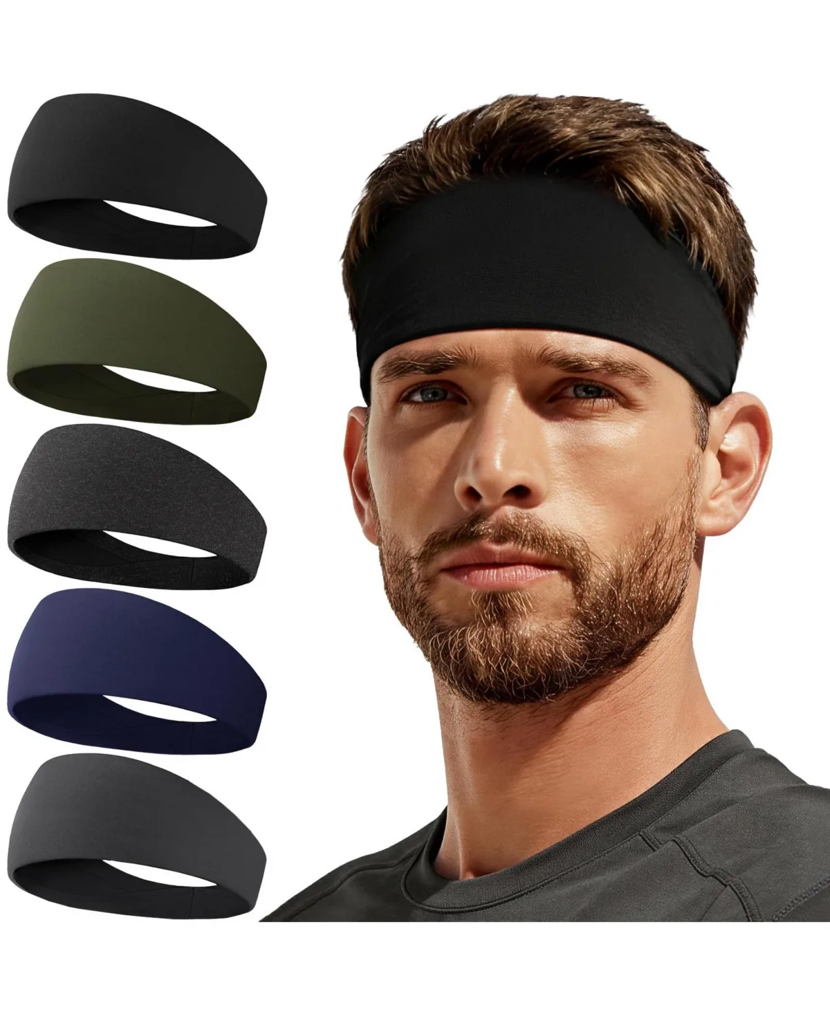 5 Pack Moisture Wicking Sports Headbands Lightweight Non Slip Workout Gear by Peneyon
