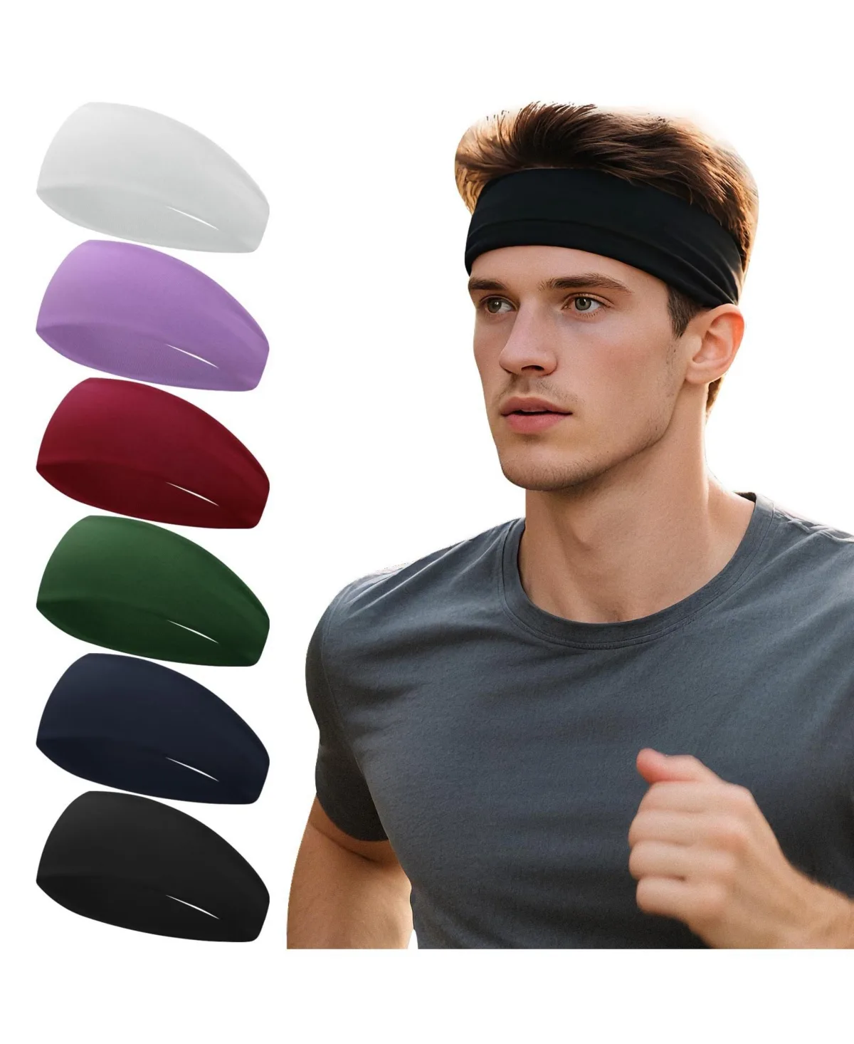 Wide Athletic Headbands 6 Pack Sweat Wicking Workout Running Yoga Bands by Sportneer