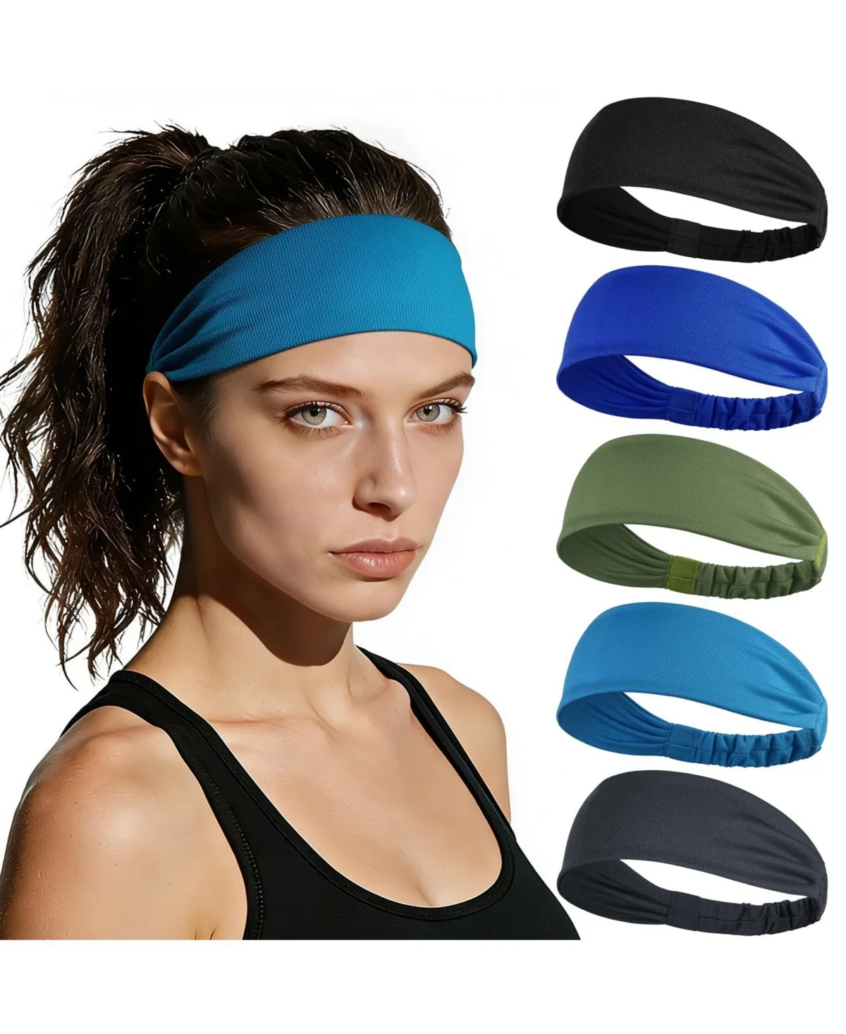Wide Elastic Athletic Workout Sports Headbands Non Slip Wicking by Peneyon