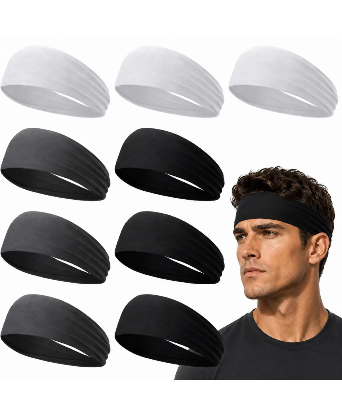 9 Pack Sport Headbands Sweat Wicking Breathable for Workout Running by Sportneer