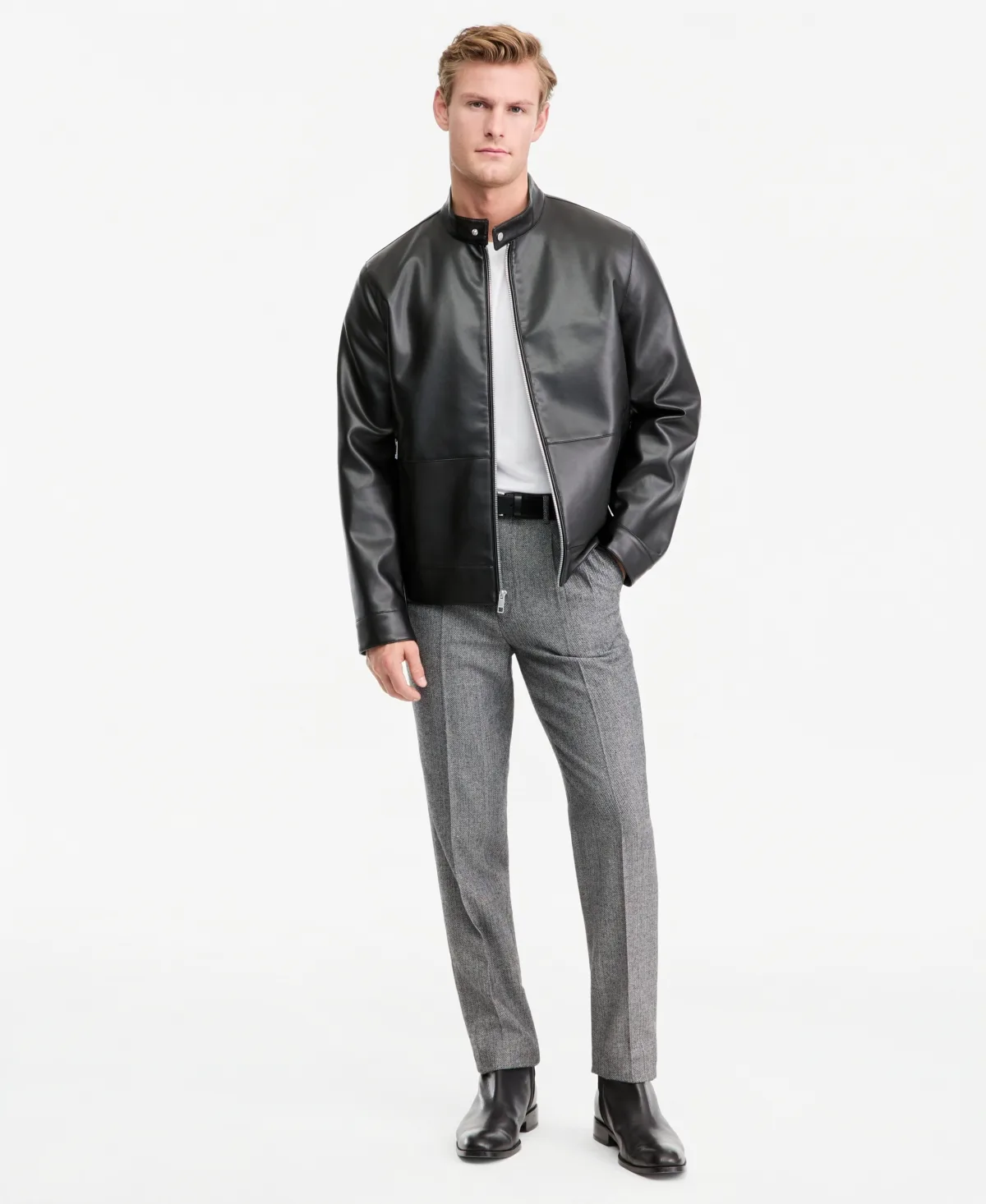 Faux Leather Moto Jacket by Calvin Klein