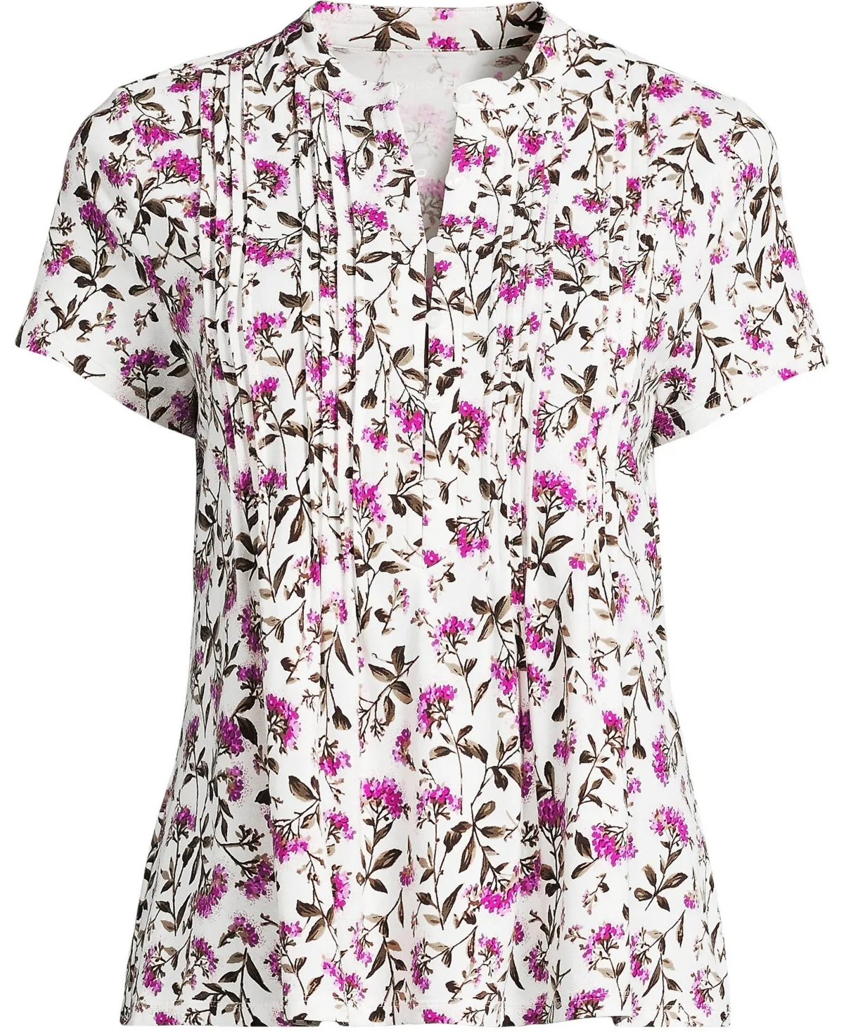Lightweight Jersey Button Pintuck Top by Lands' End