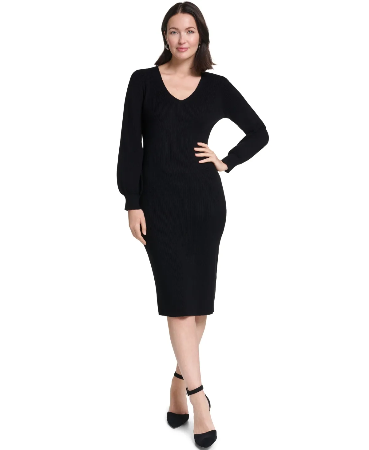 Long-Sleeve Cocktail Rayon-Blend Sweater Dress with Matching Scarf