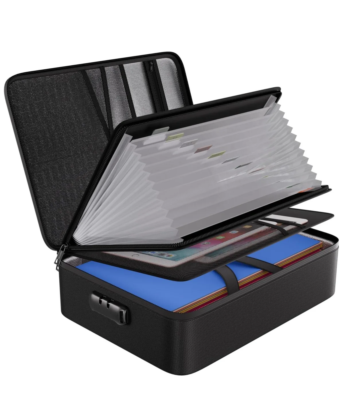 Fireproof Document Organizer Bag Lock Accordion File Folder Heat Resistant Water Resistant by Four Candies