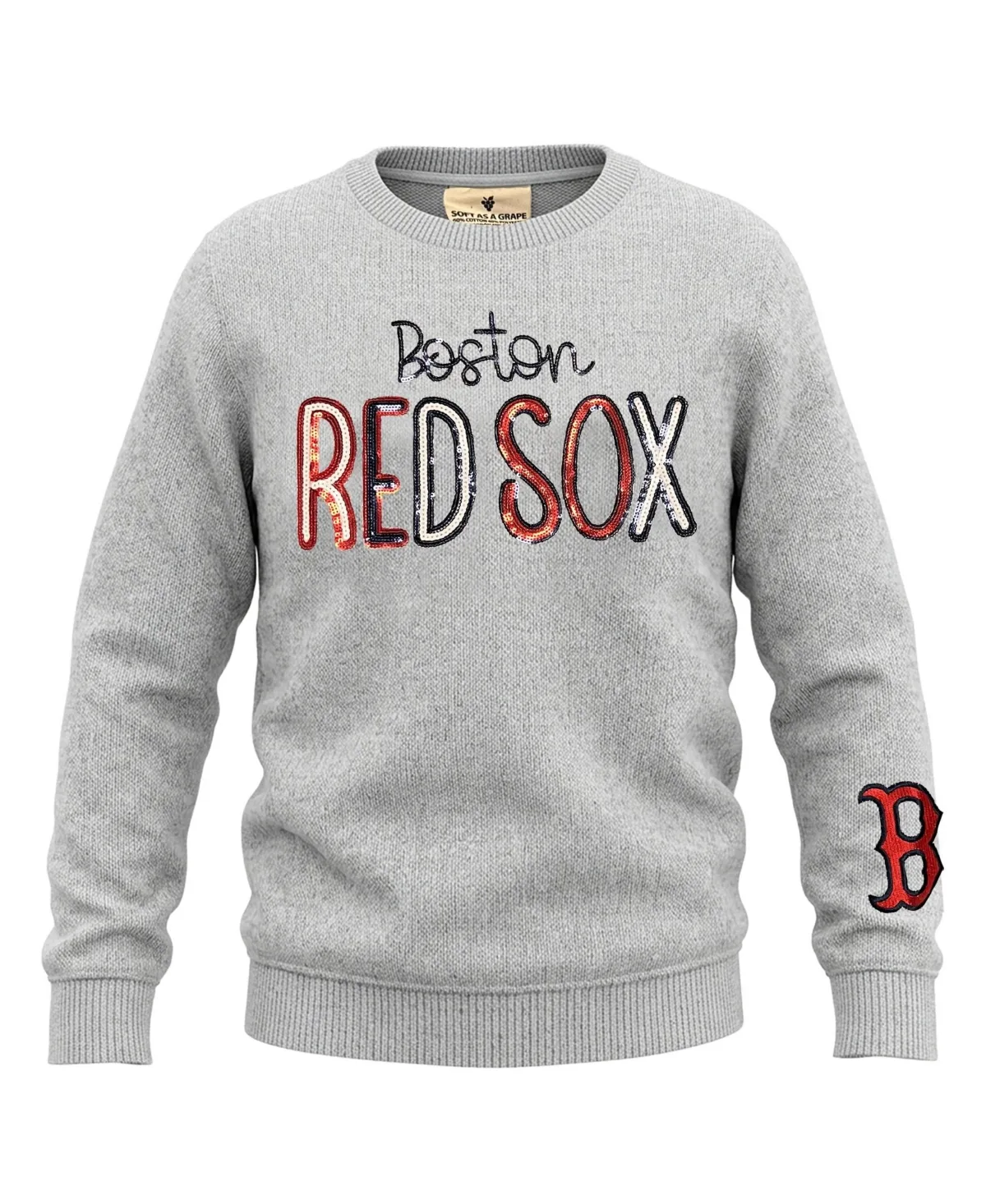 Boston Red Sox Nantucket Sequin Fleece Crewneck Sweatshirt by Soft As a Grape