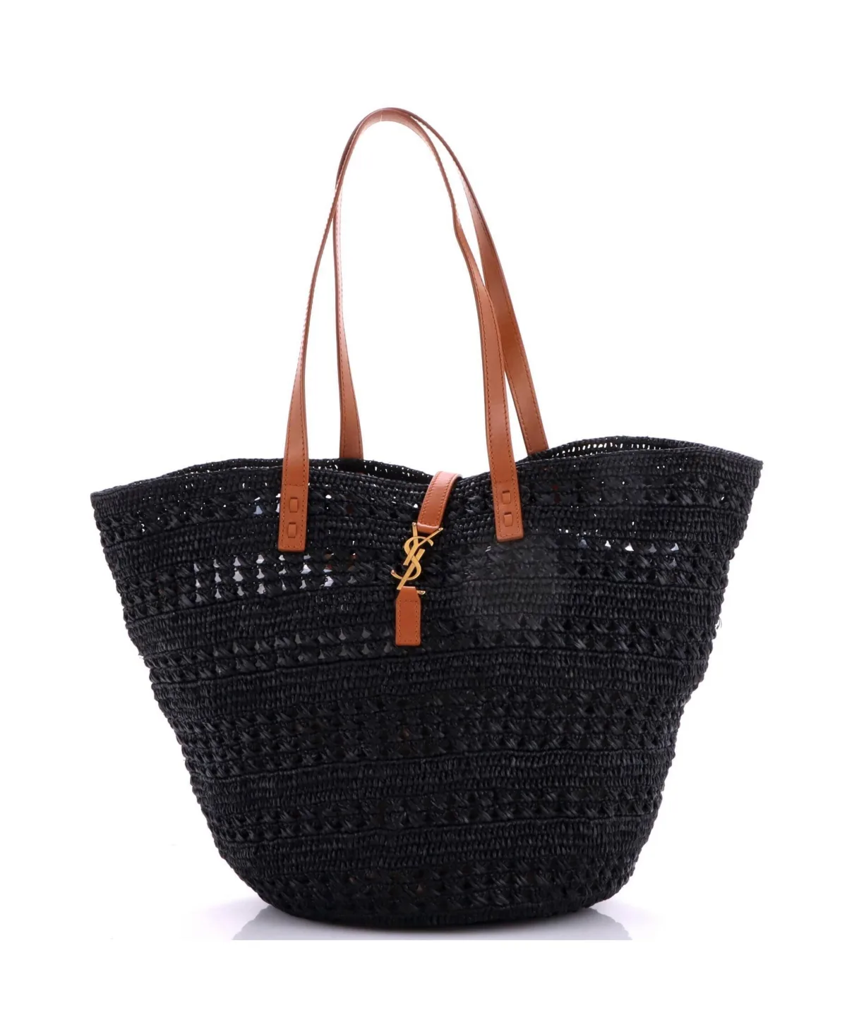 Pre-Owned Saint Laurent Medium Monogram Panier Basket Tote Woven Raffia by Saint Laurent