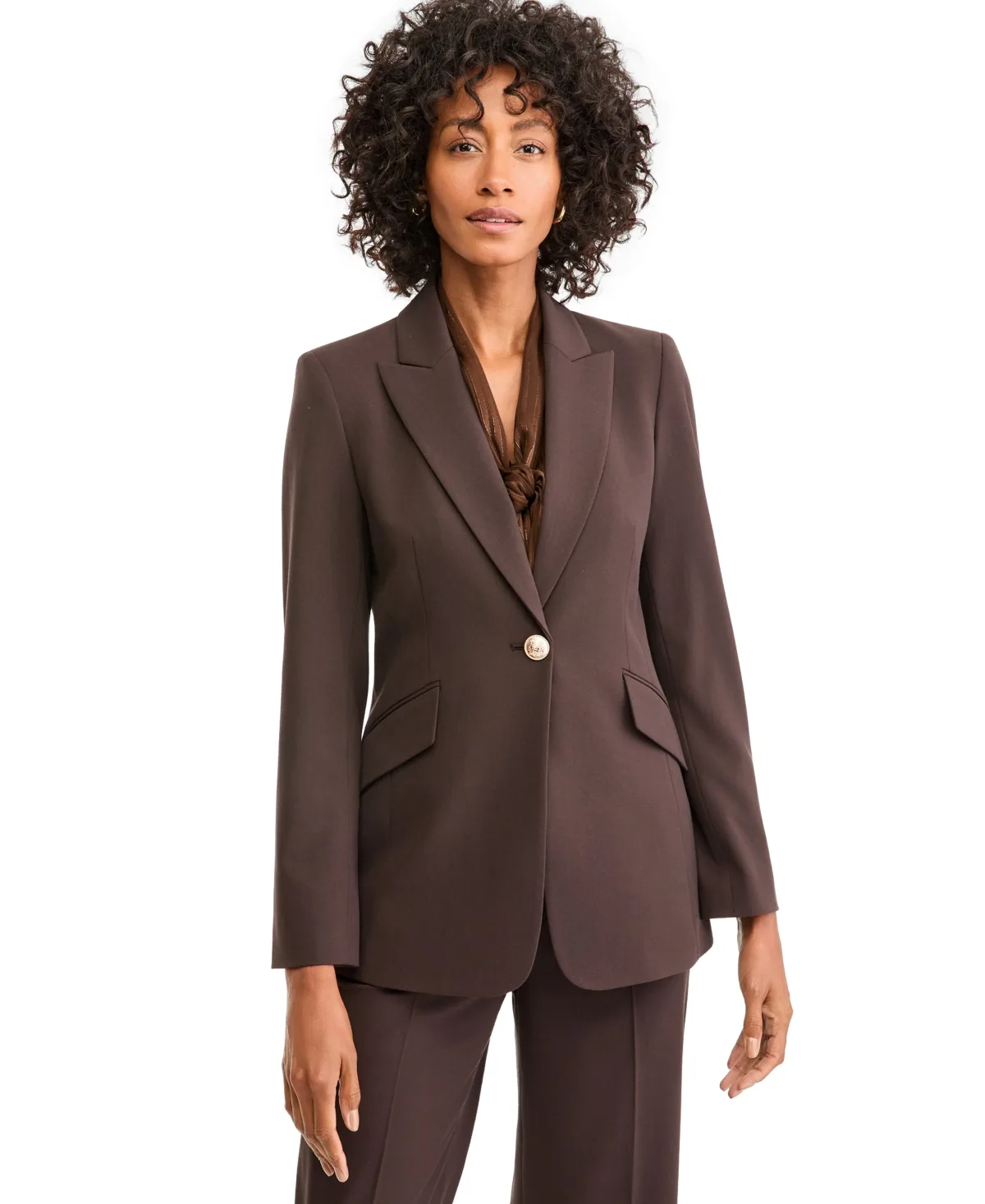 One-Button Peak Lapel Stretch Blazer by Tahari