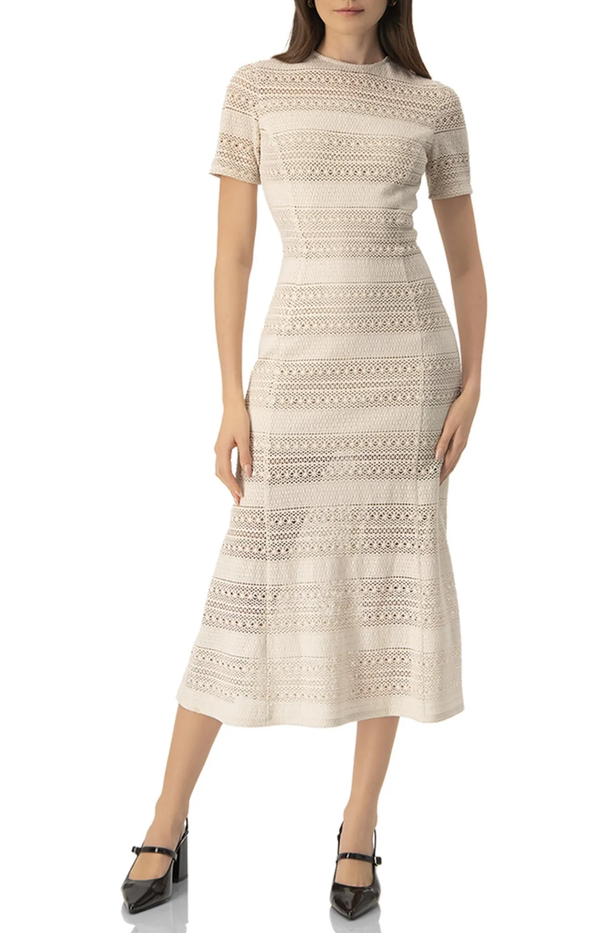 Midi Crochet Striped Dress by Ivonne