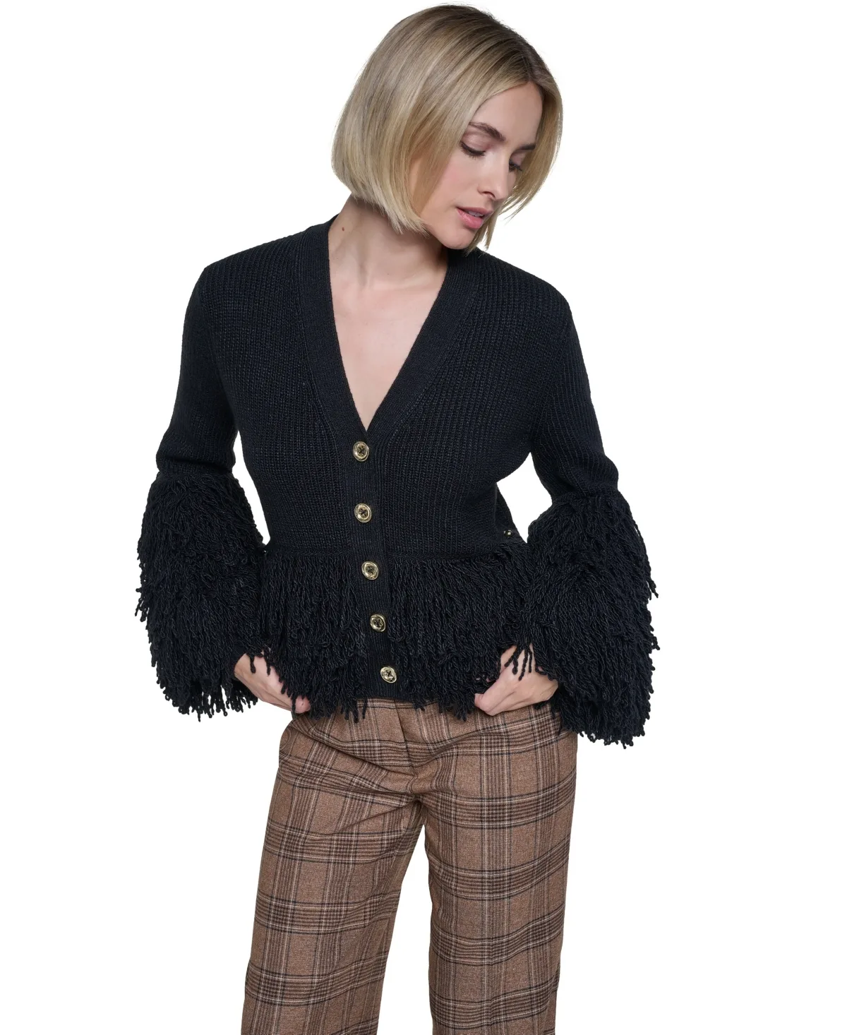 Loop-Stitch Fitted V-Neck Cardigan by Sonia Rykiel