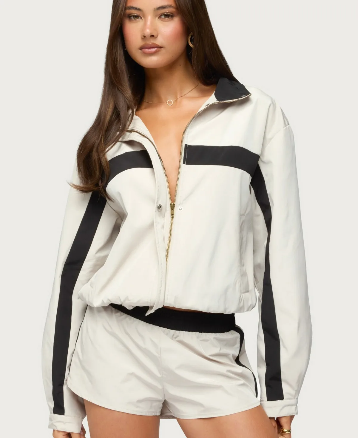 Emrie Stripey Nylon Jacket - Stone by Edikted