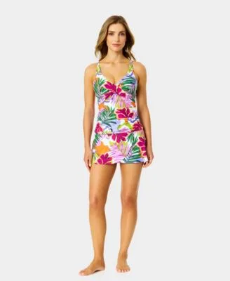 Printed Underwired V Neck Tankini Swim Skirt by Anne Cole