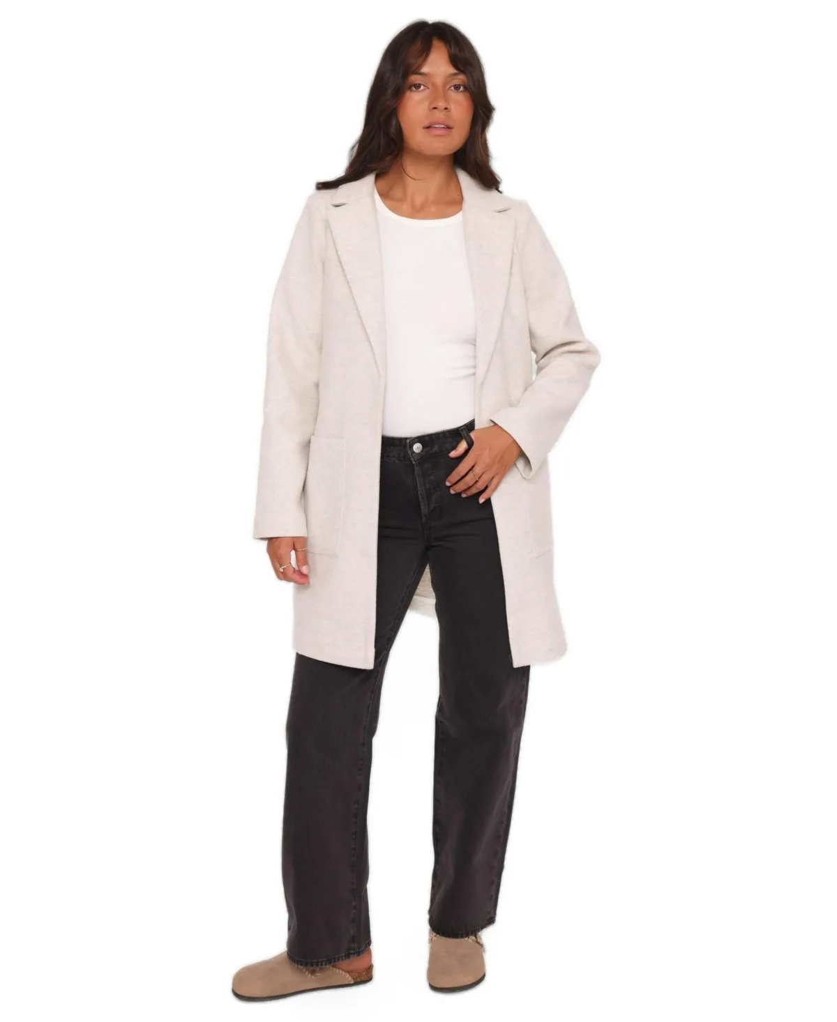 Kirsten Notch-Collar Open-Front Coatigan by Petal and Pup