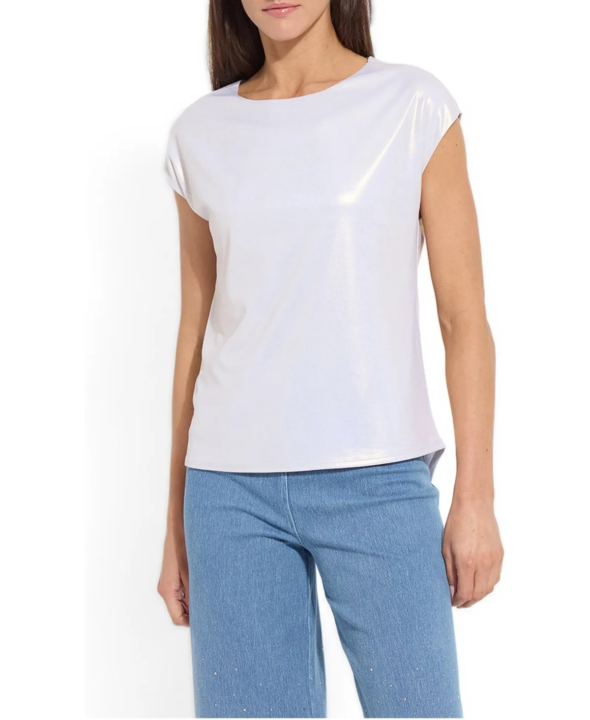Lyssentials Metallic Boat Neck T-Shirt by Lysse
