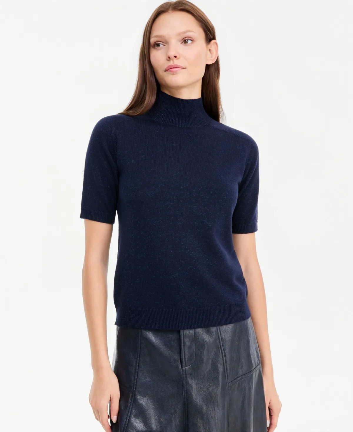 Aiden Mock-Neck Short-Sleeve Lightweight Wool-Blend Sweater by Kobi Halperin