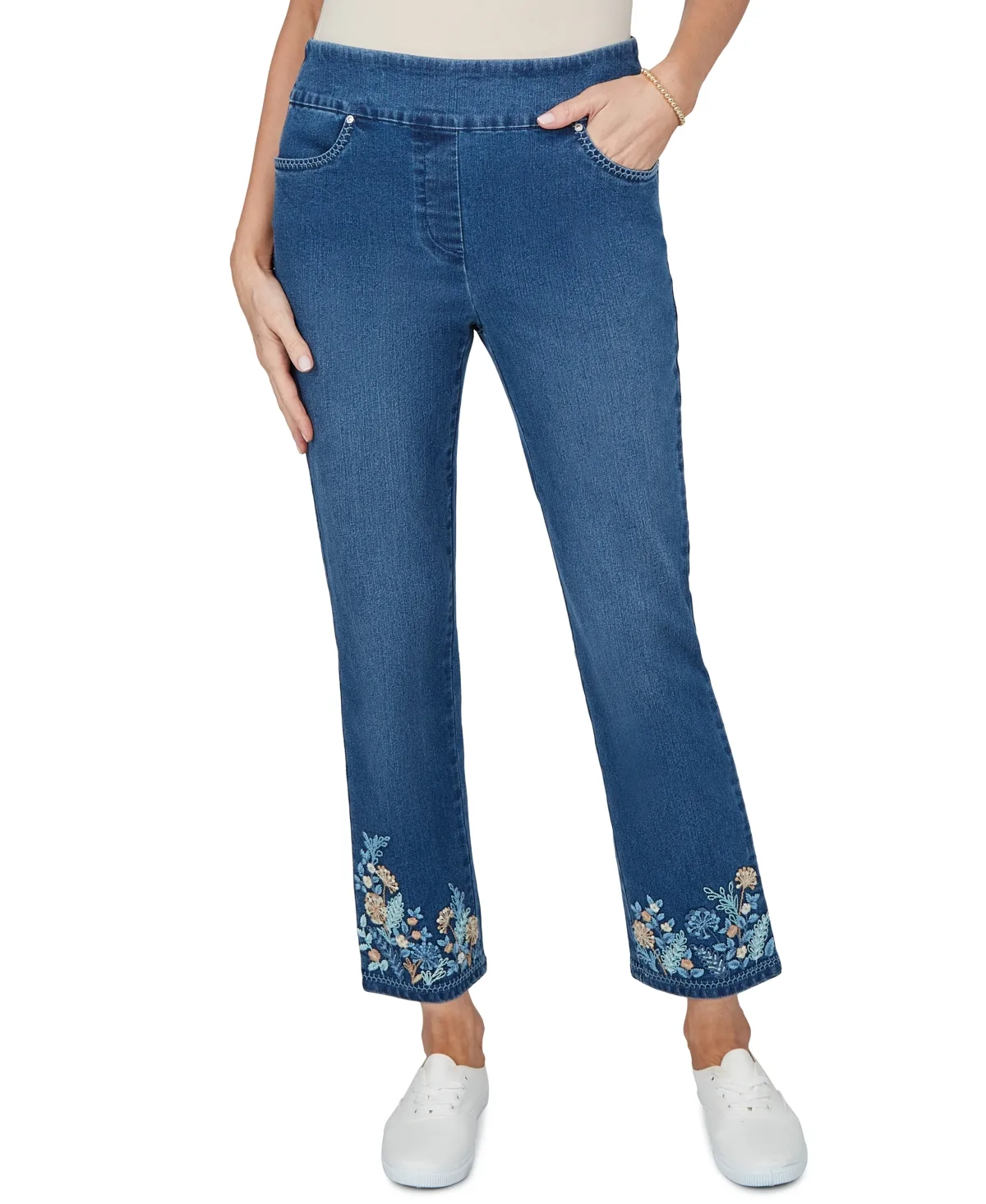 Pull-On Straight Cropped Denim Jeans by Alfred Dunner