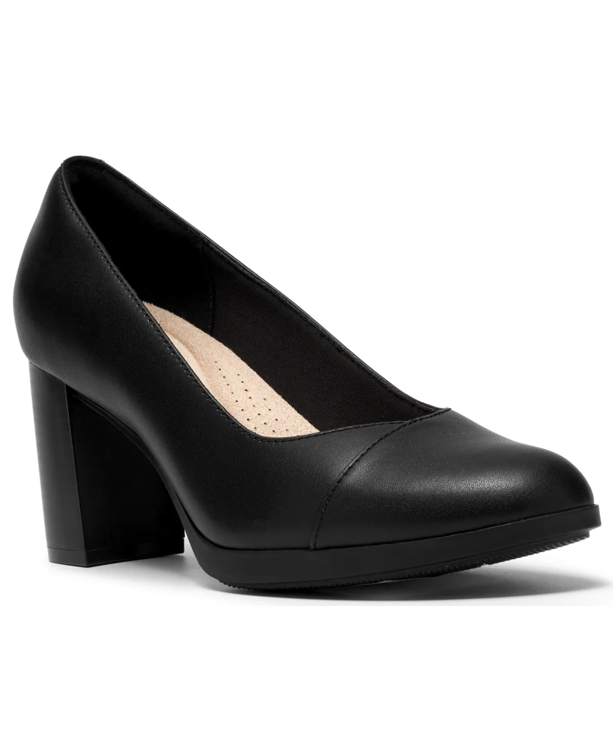 Bayla Rae Block-Heel Round-Toe Comfort Pumps