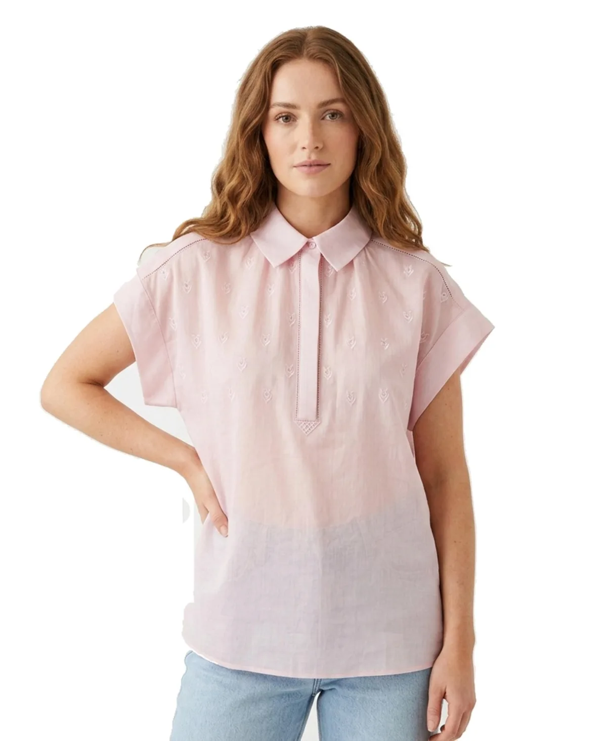Extended Shoulder Embroidery Top