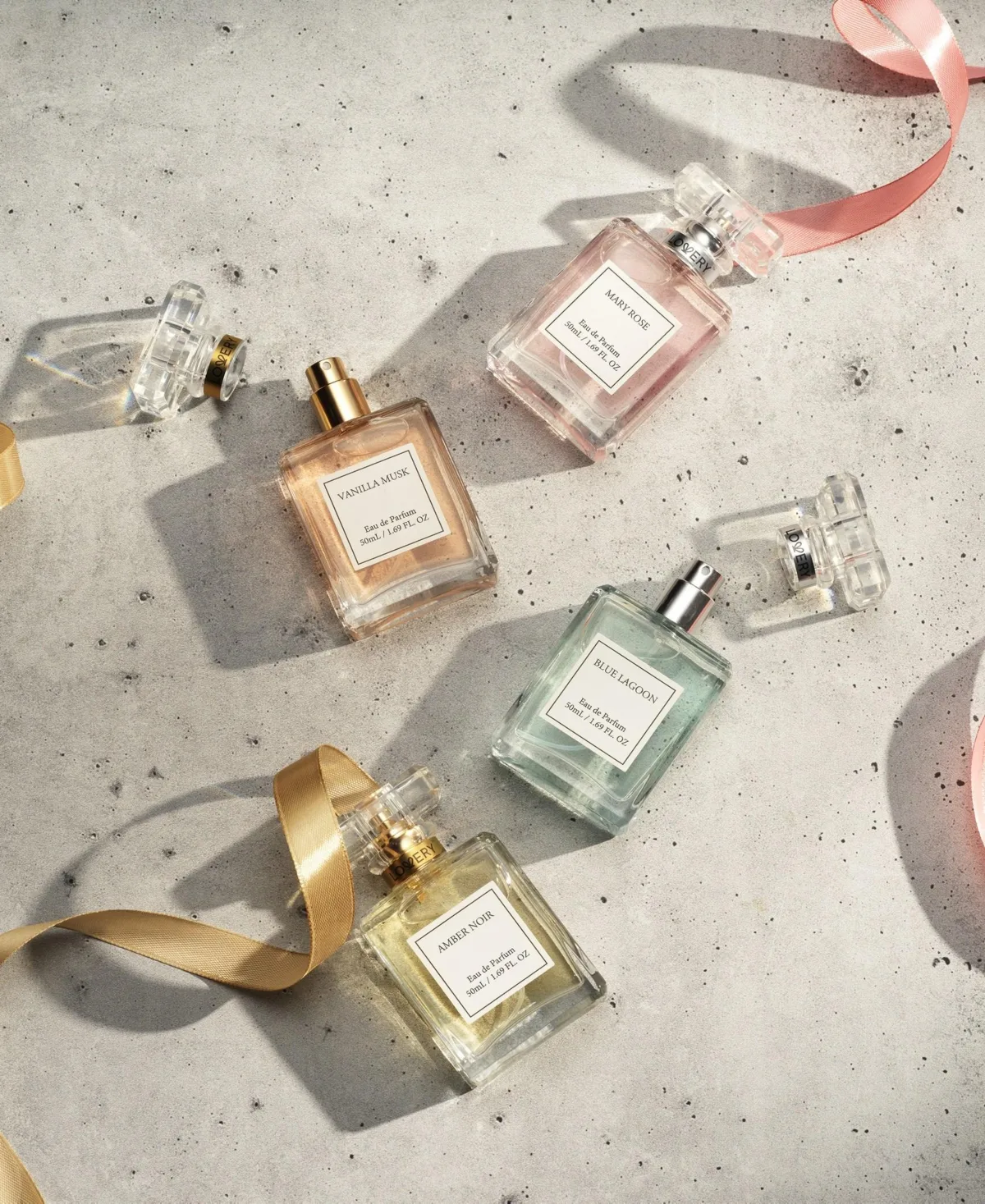 4-Piece Floral Eau De Parfum Gift Set in Lagoon, Rose, Amber and Vanilla Scent by Lovery