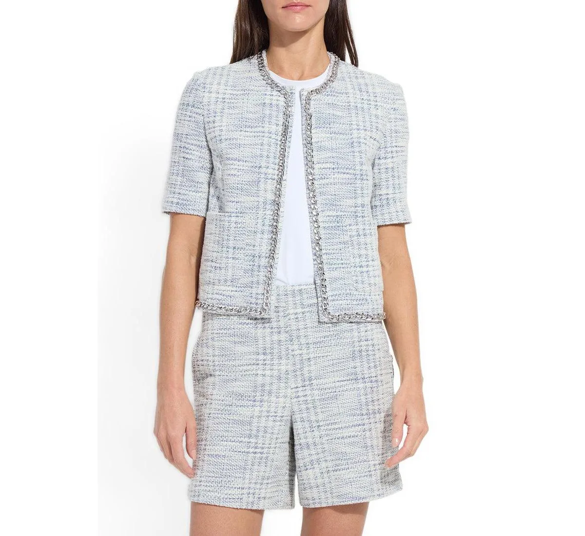 Lily Tweed Short-Sleeve 4-Way Stretch Jacket by Lysse
