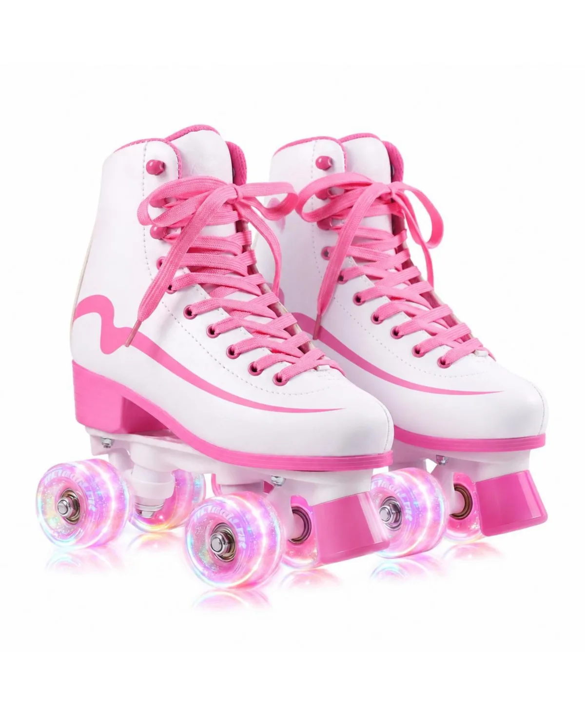 Classic High Top Quad Roller Skates Light Up Wheels Indoor Outdoor by Magicorange