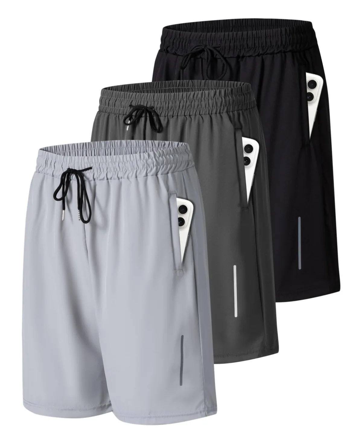 Athletic Gym Workout Shorts Quick Dry Zipper Pockets Running Basketball by Peneyon
