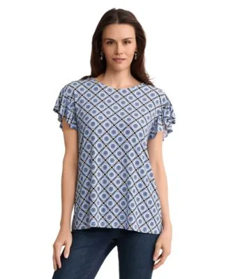 Flutter Short Sleeve Top by Jones New York