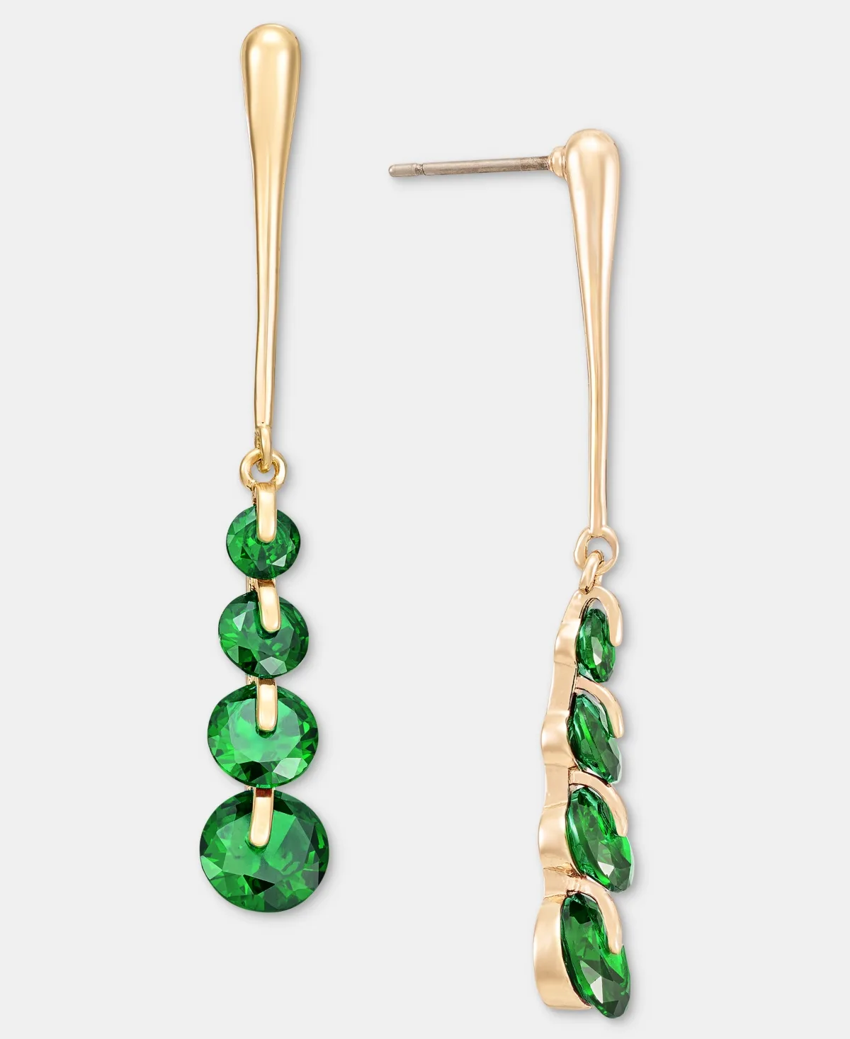 Cubic Zirconia Gold-Tone Linear Dangle Earrings