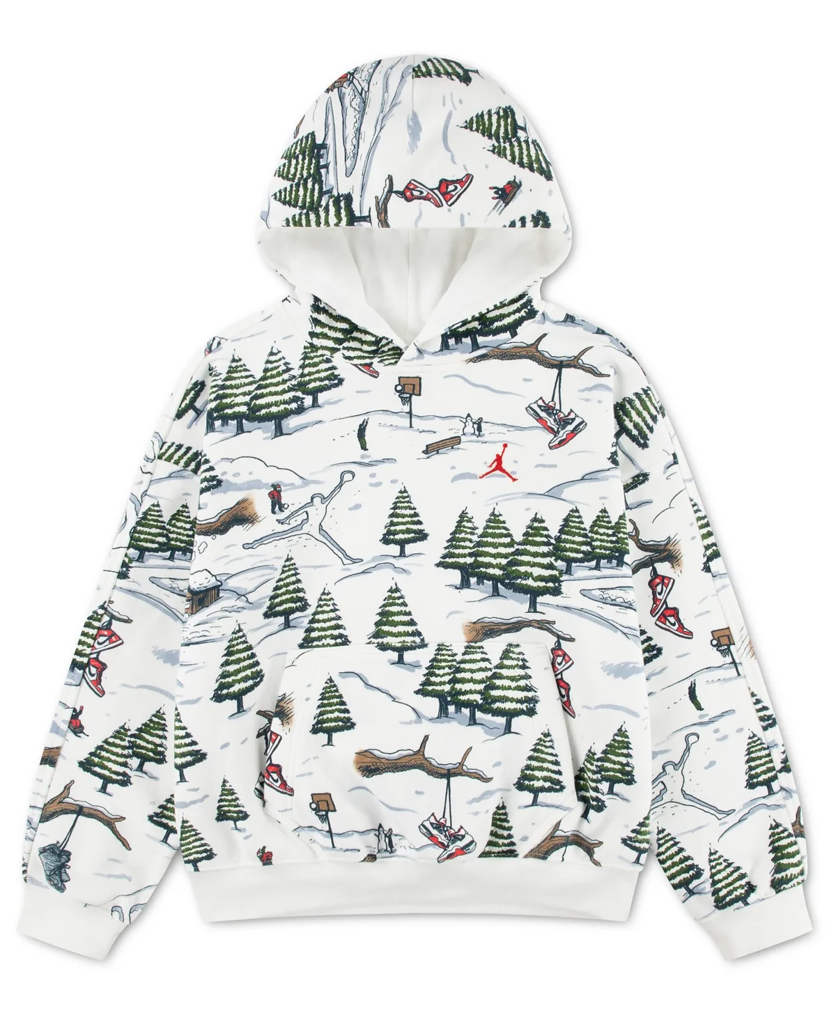 Brooklyn Holiday Allover-Print Kangaroo-Pocket Pullover Hoodie by Jordan